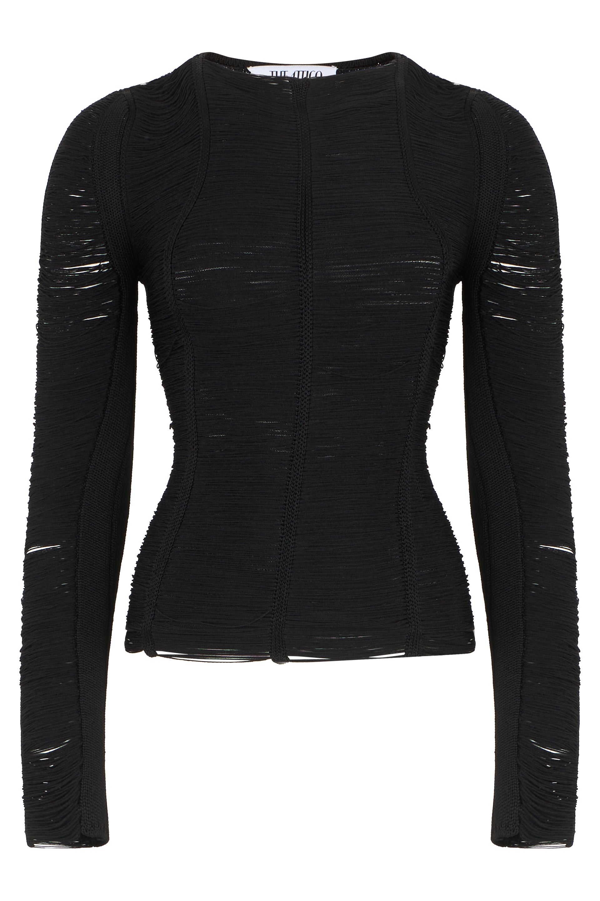 Fringe-Detail Long Sleeve Top