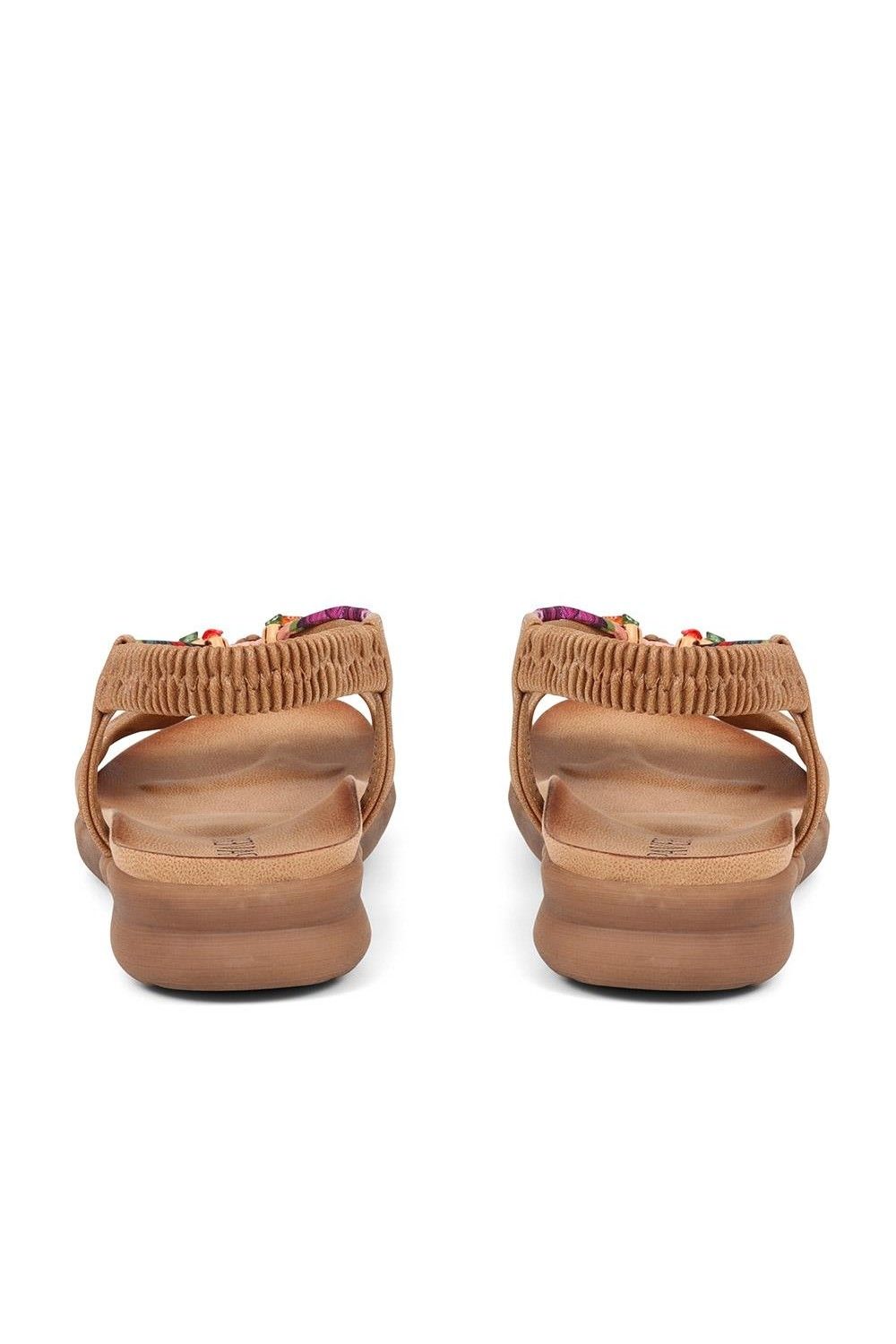 Pavers Women's Embellished Flat Sandals in Brown