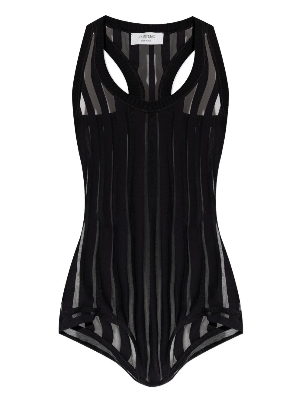Sportmax Edam sheer striped bodysuit - Black