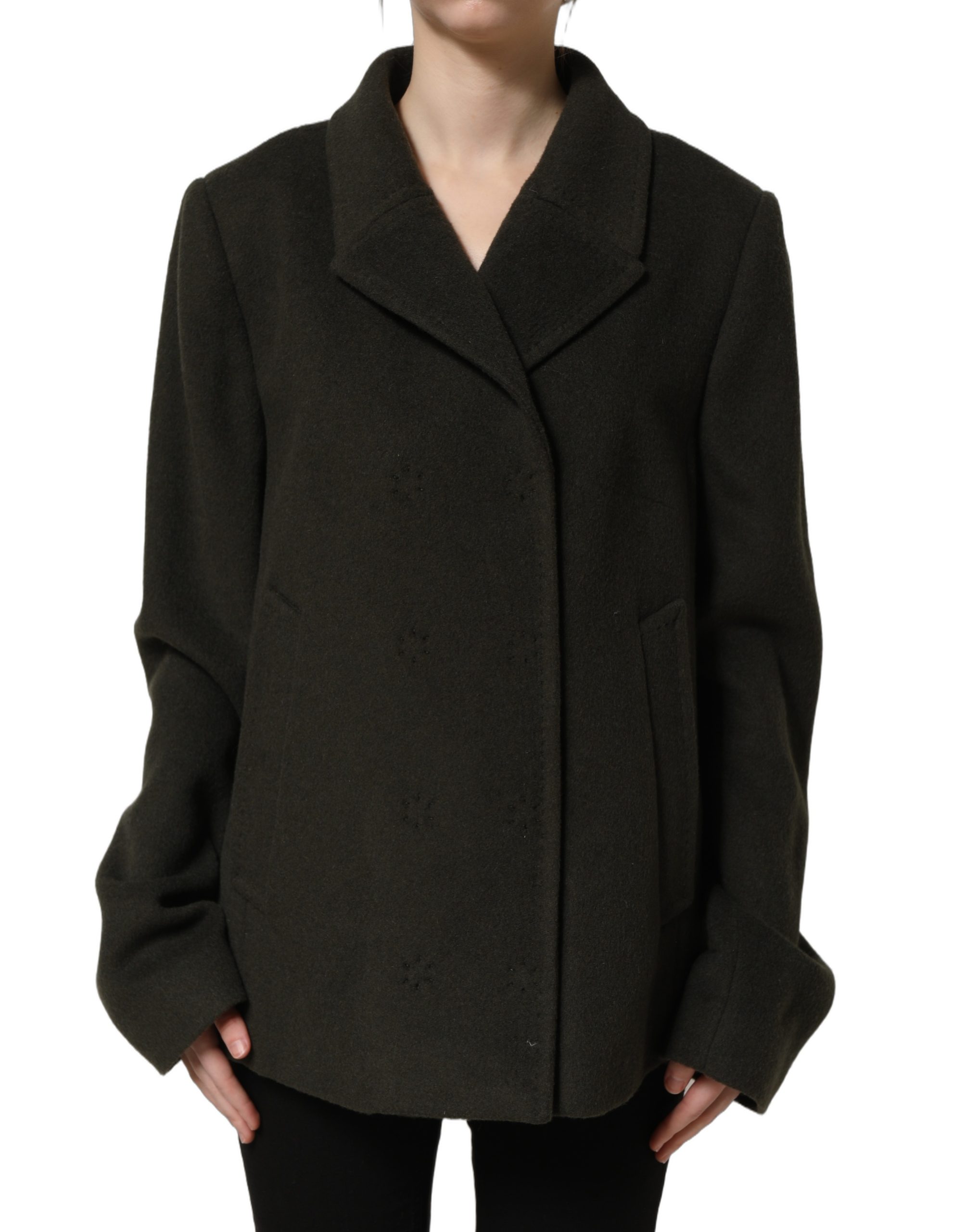 Dolce & Gabbana Dark Green Double Breasted Peacoat Women's Jacket