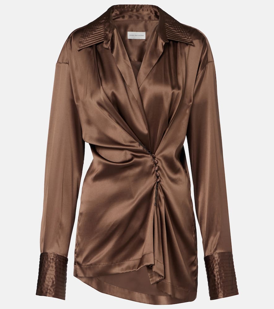 Draped silk-blend shirt