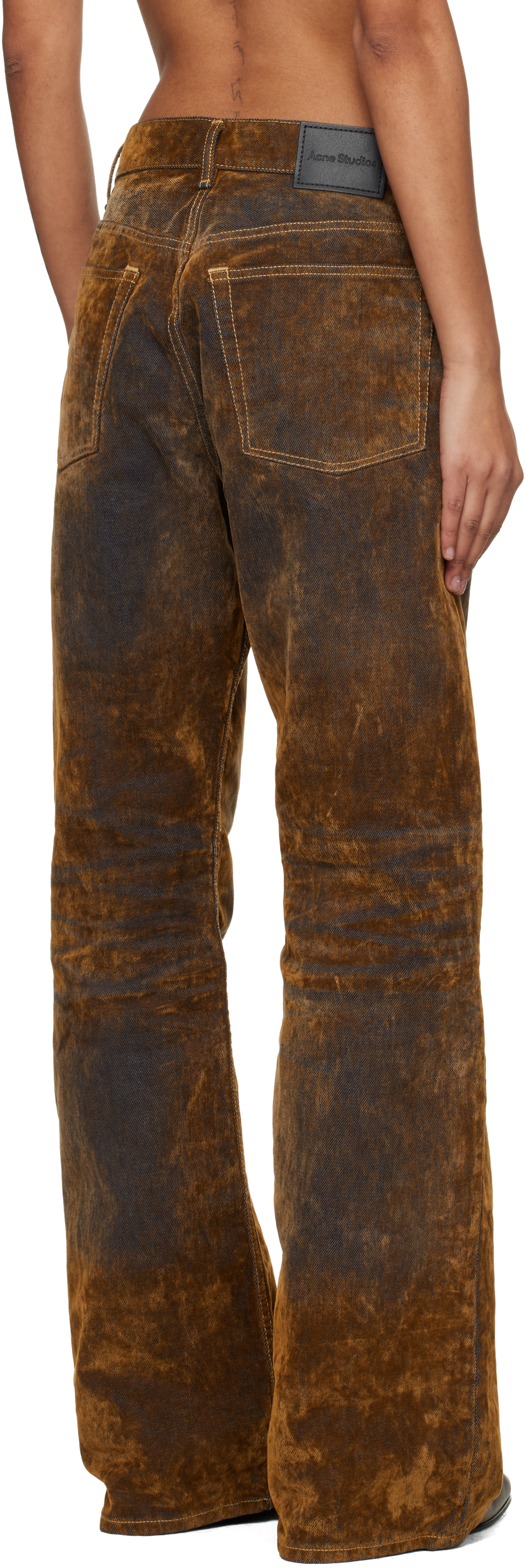Brown 2021 Flocked Denim Jeans