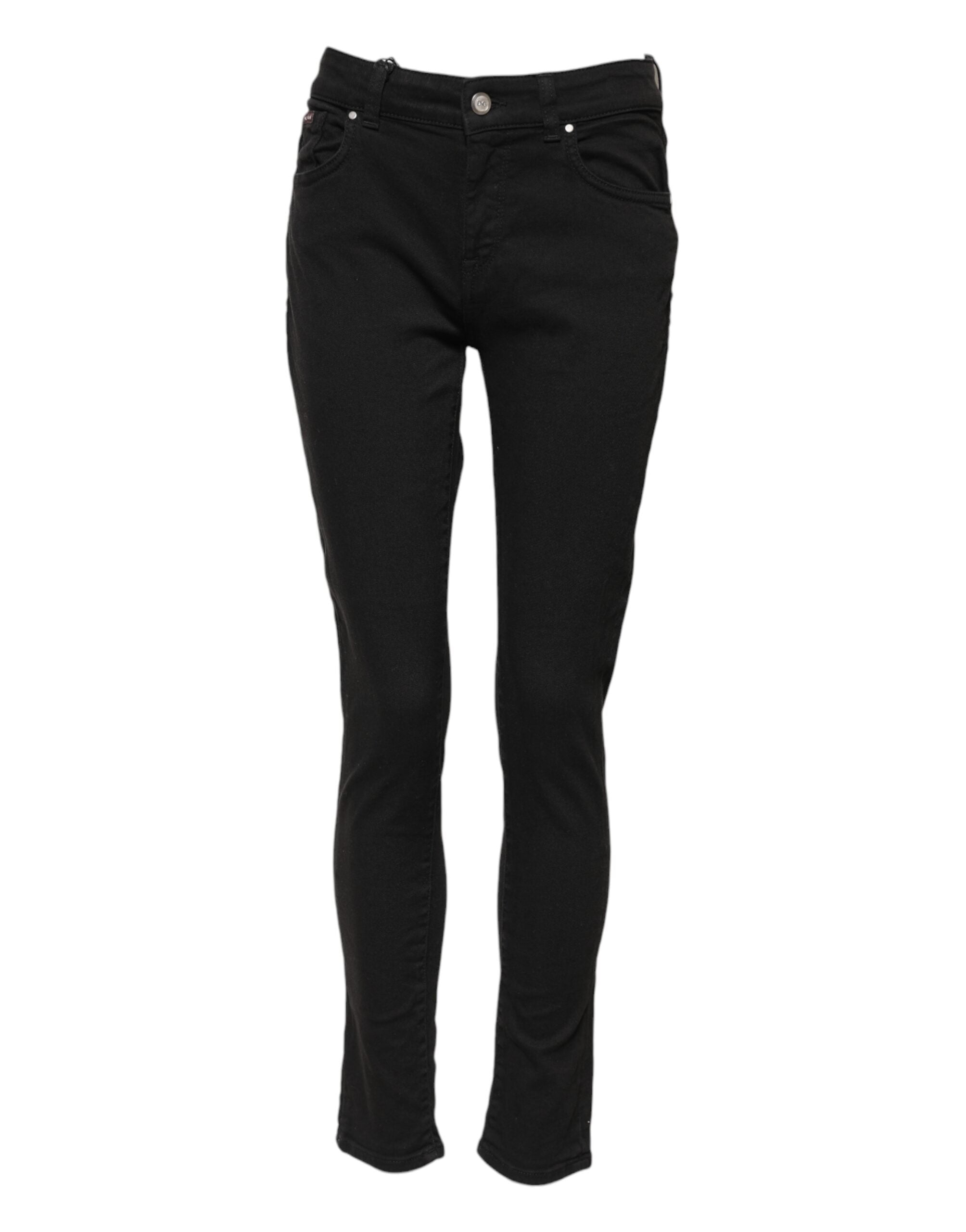 Skinny Mid Waist Jeans — Black