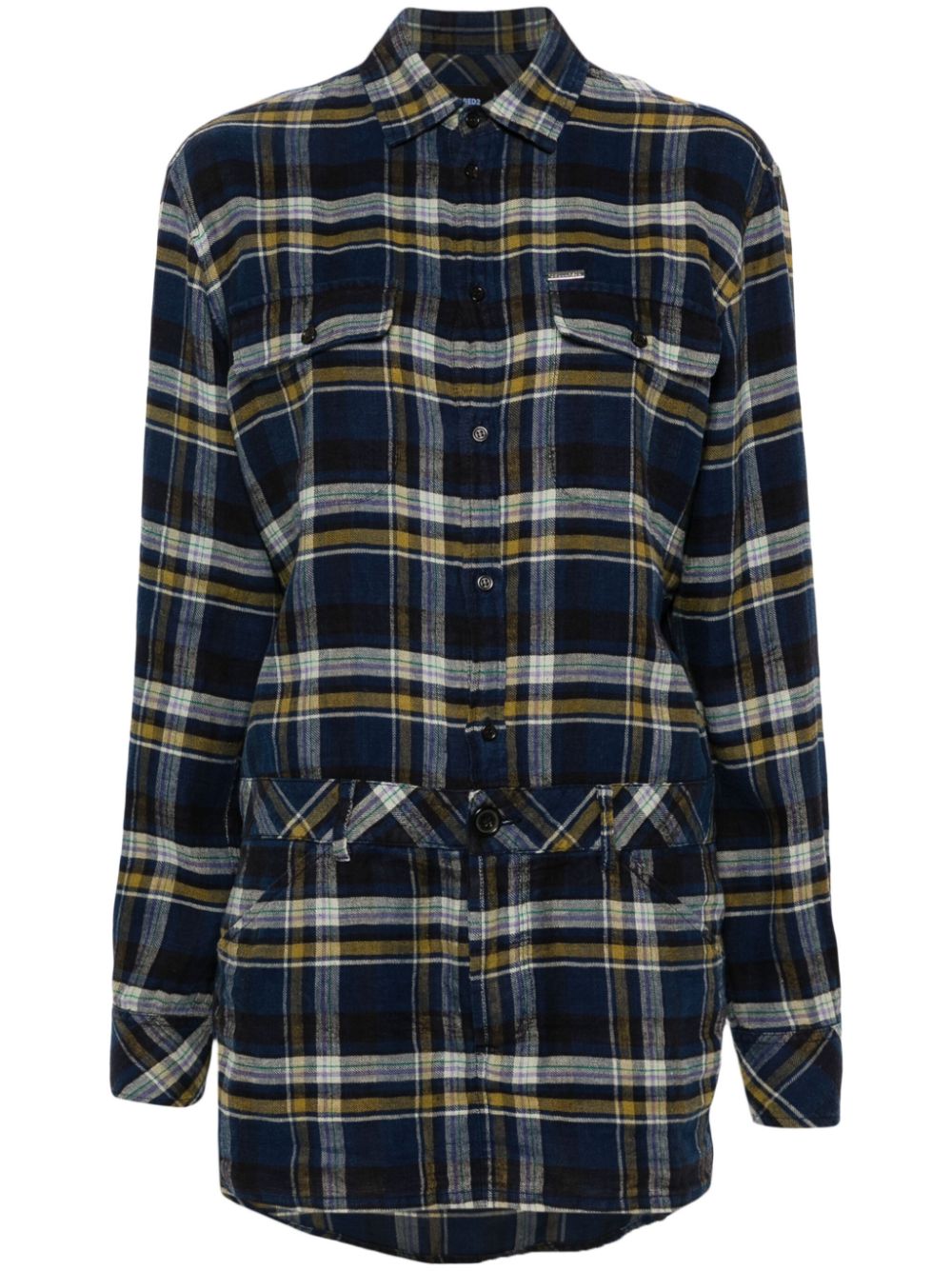 Plaid-check mini dress - Blue