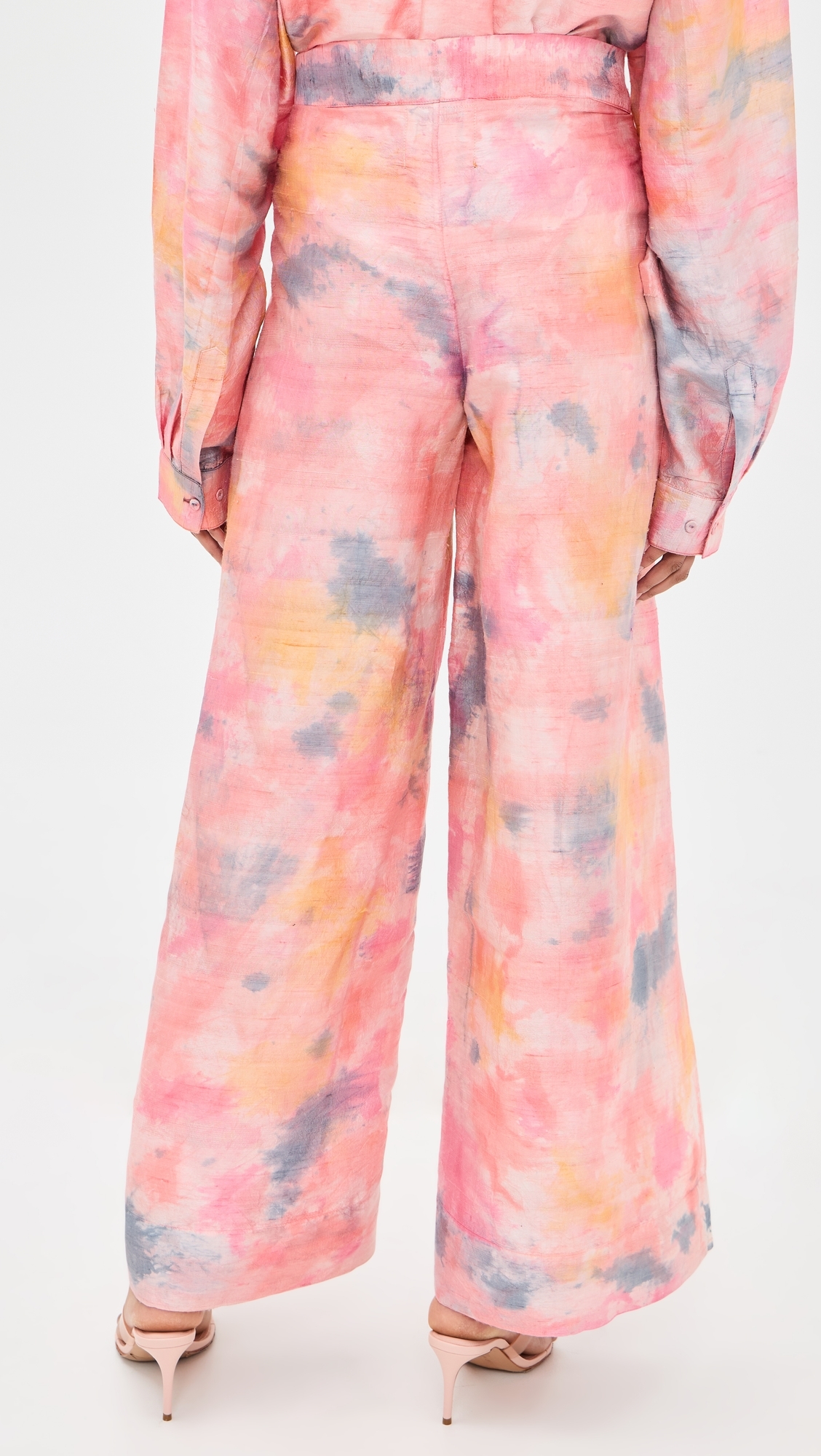 Two Panel Wrap Silk Pants Tropical Storm Hand Dye