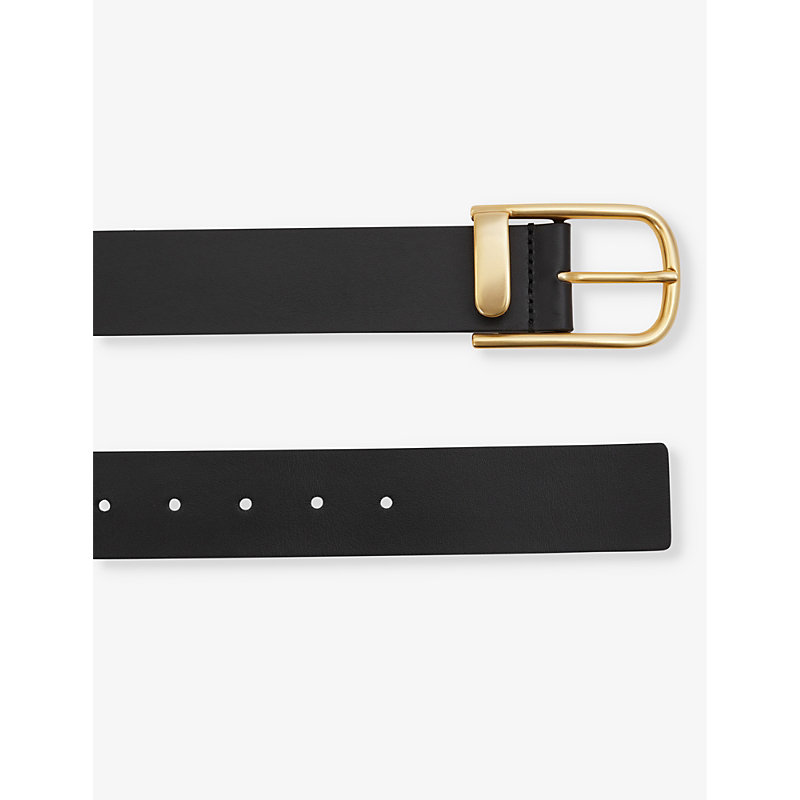 Womens Black Iyla Half-keeper Leather Belt