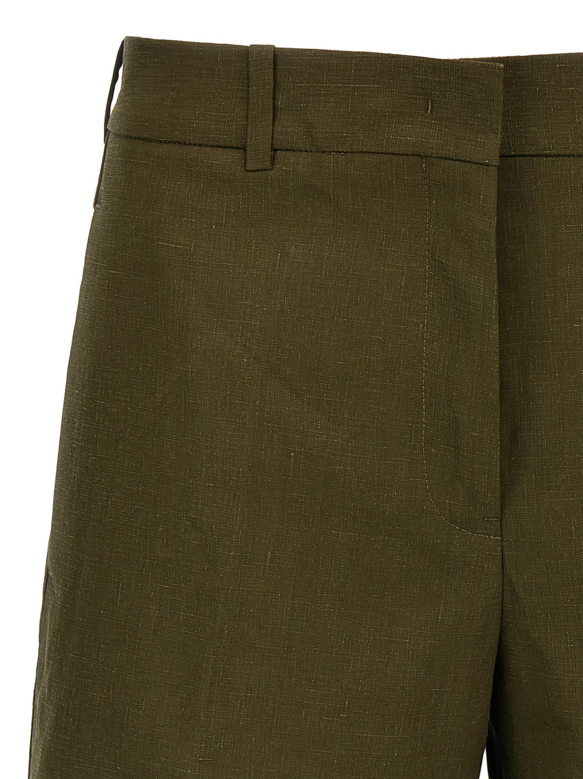 Green Linen Shorts