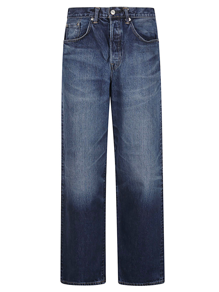 Navy Blue Wide-leg Denim Jeans