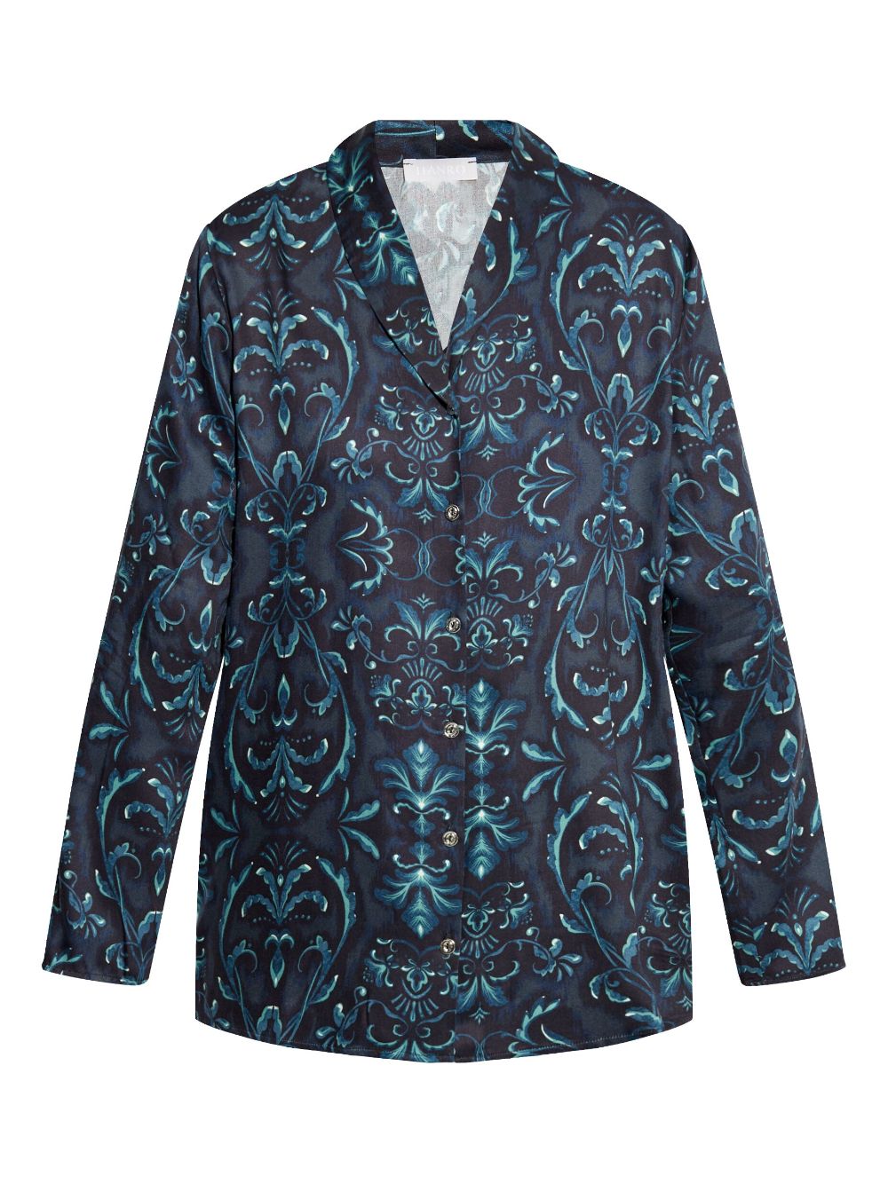 Graphic-print buttoned pajama shirt - Blue