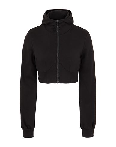 Organic Cotton L/sleeve Hooded Top Woman Sweatshirt Black Size L Cotton