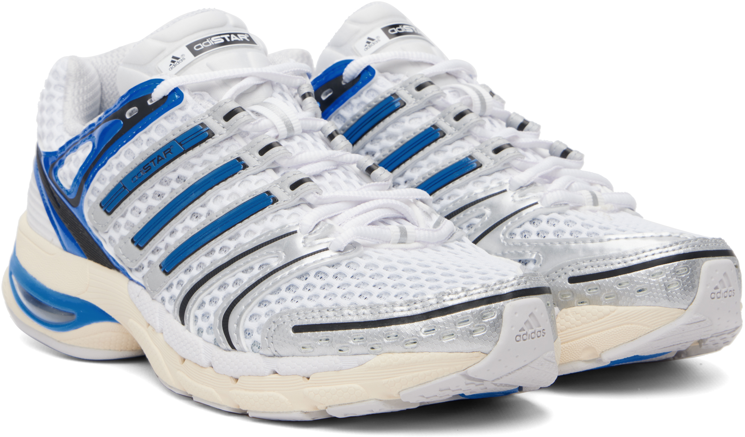 White & Blue Adistar Control 5 Sneakers
