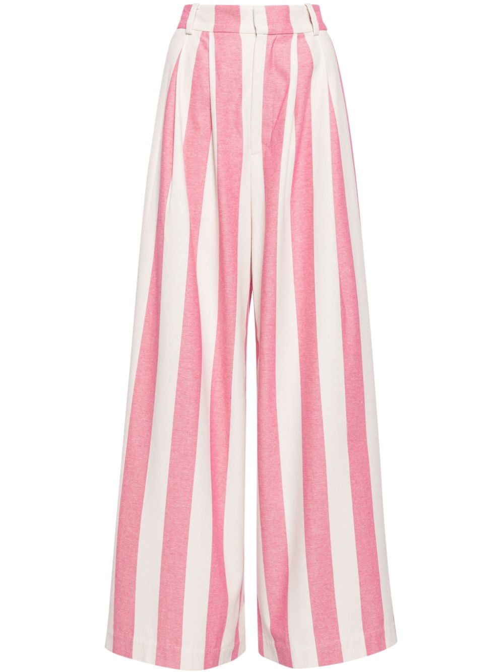 Candy-stripe cotton palazzo pants - White