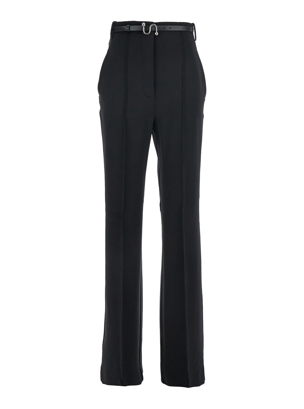 Belt with Metallic Buckle Trousers — Black
