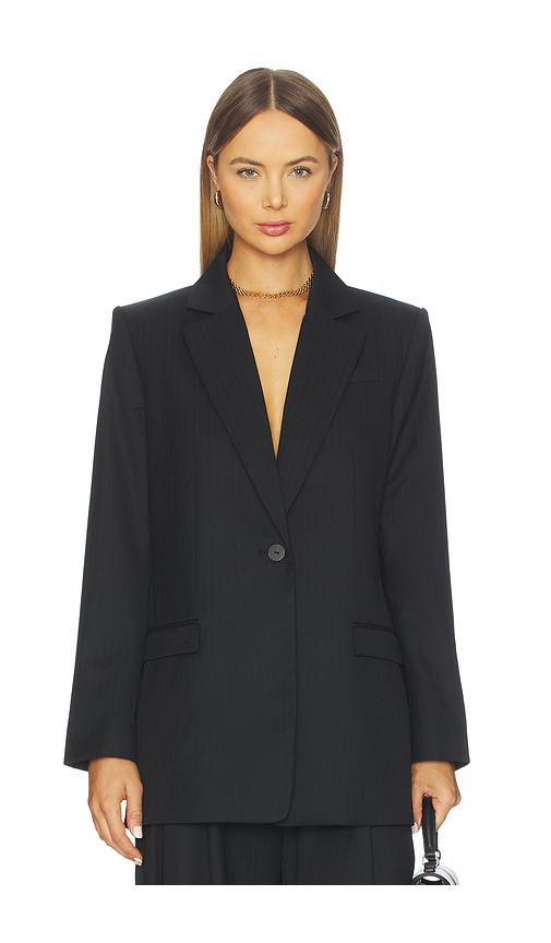 St. Agni Split Back Blazer in Black Pinstripe. L also in