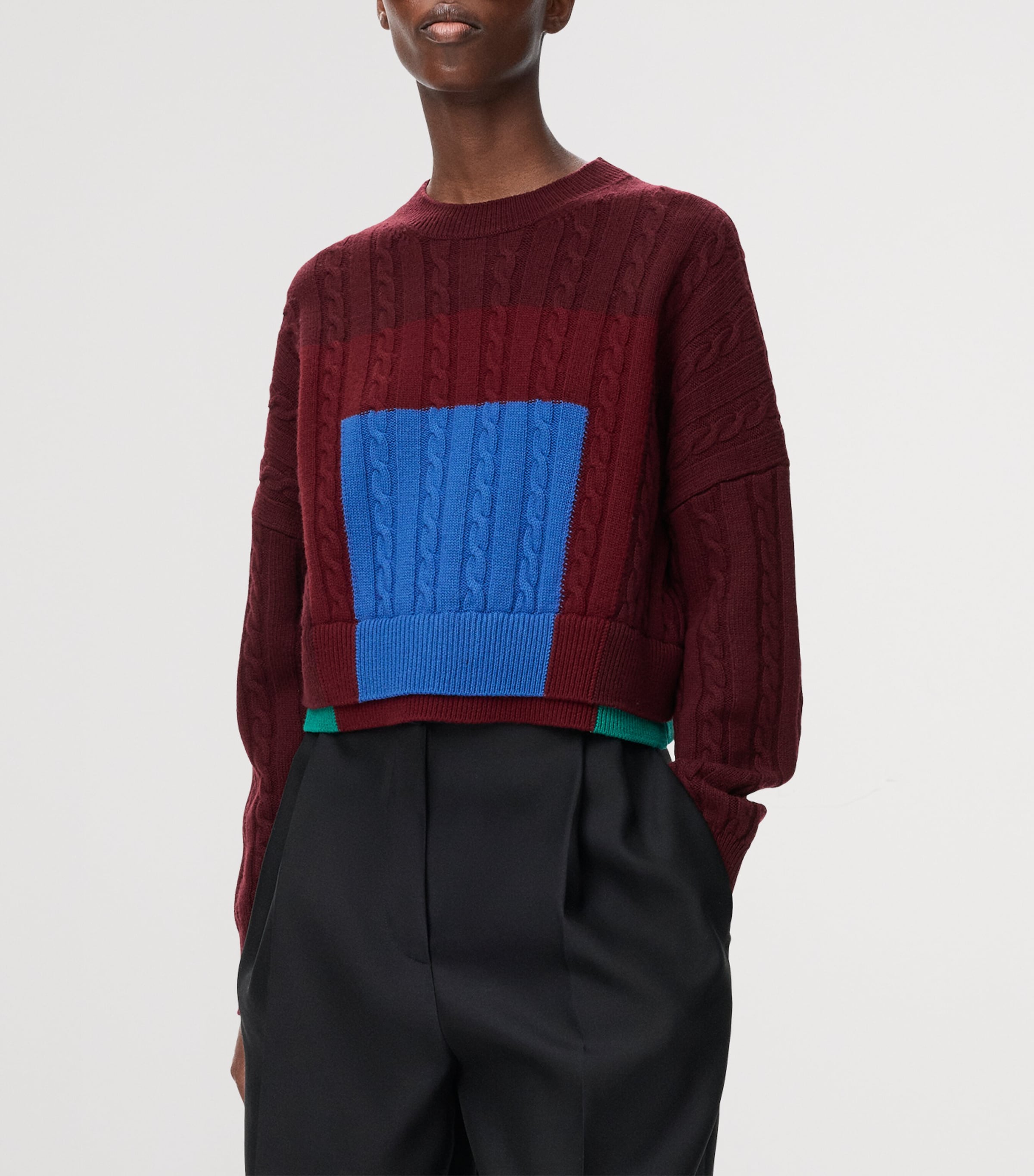 Wool Colour-Block Layered-Effect Sweater