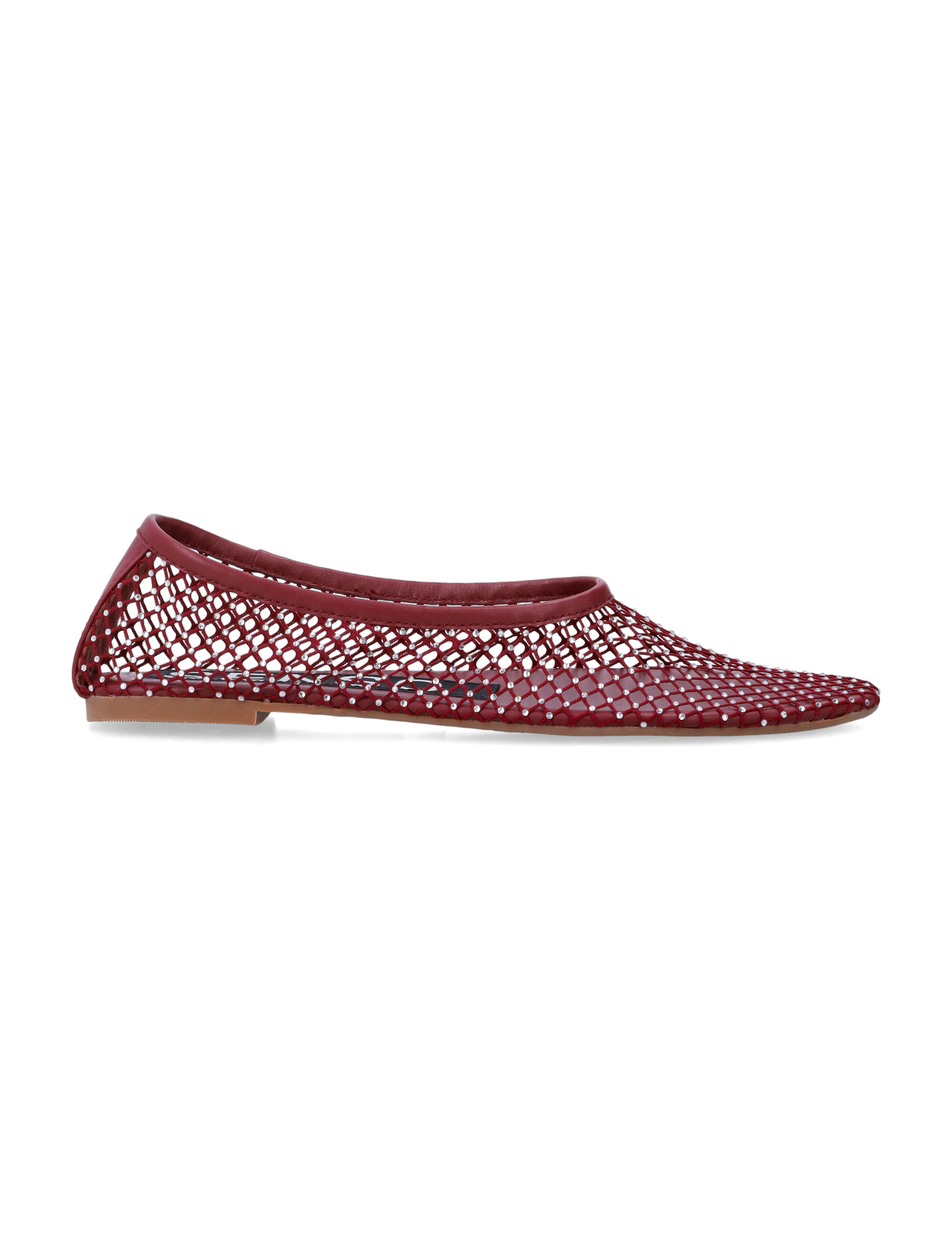 Clarissa Crystal Ballet Flats Merlot Upper Flat Shoes - Women