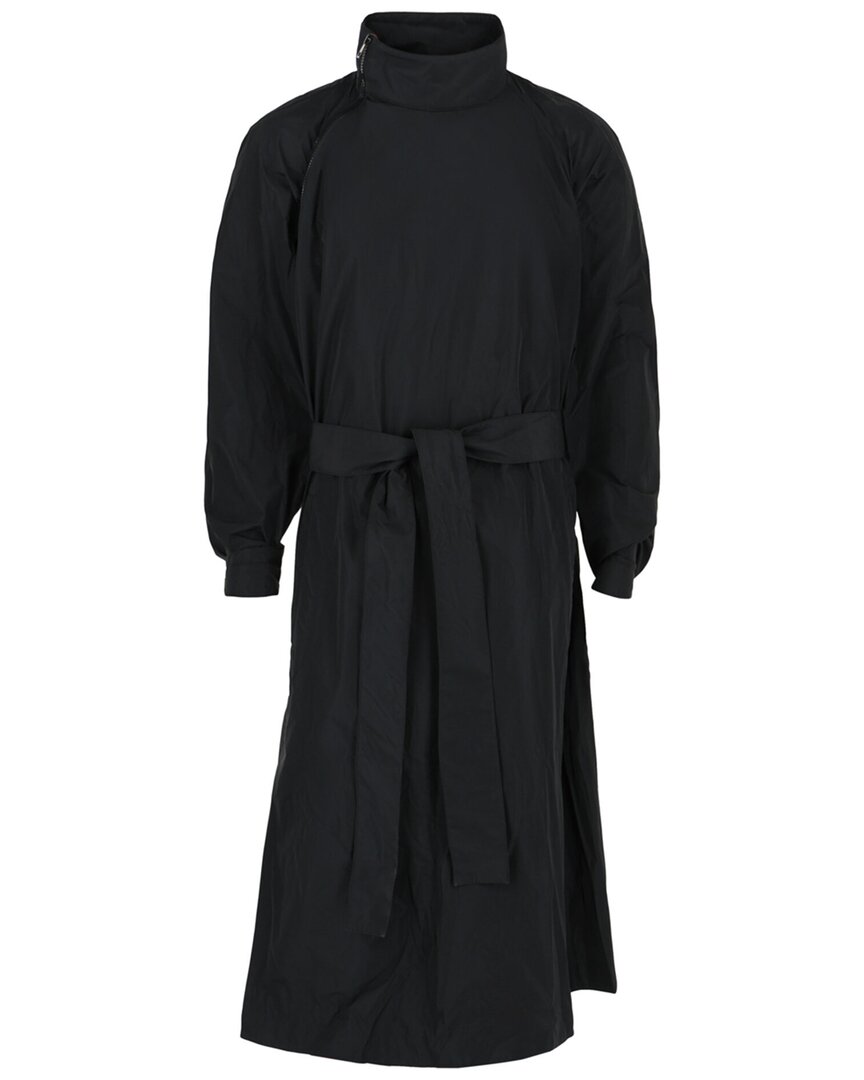 Asymmetrical Zip-Detail Belted Trench Coat