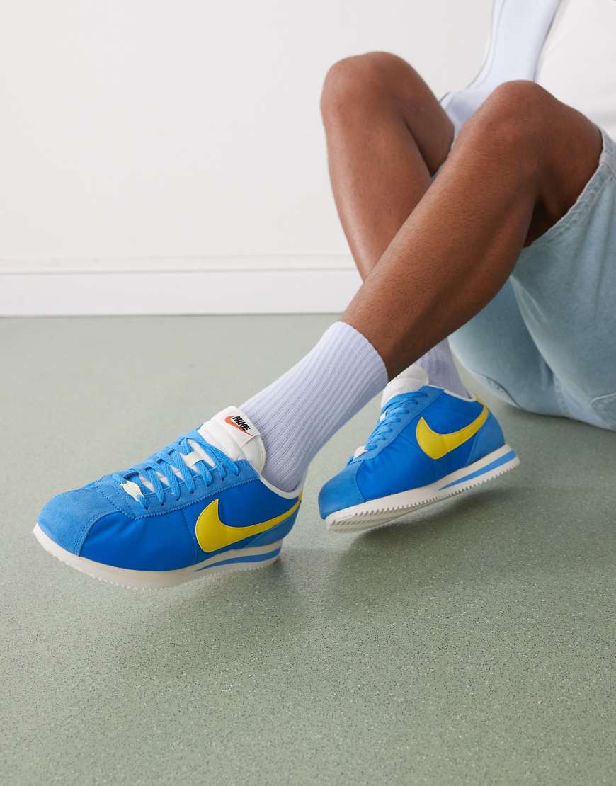 Nike Cortez Textile sneakers in blue and yellow