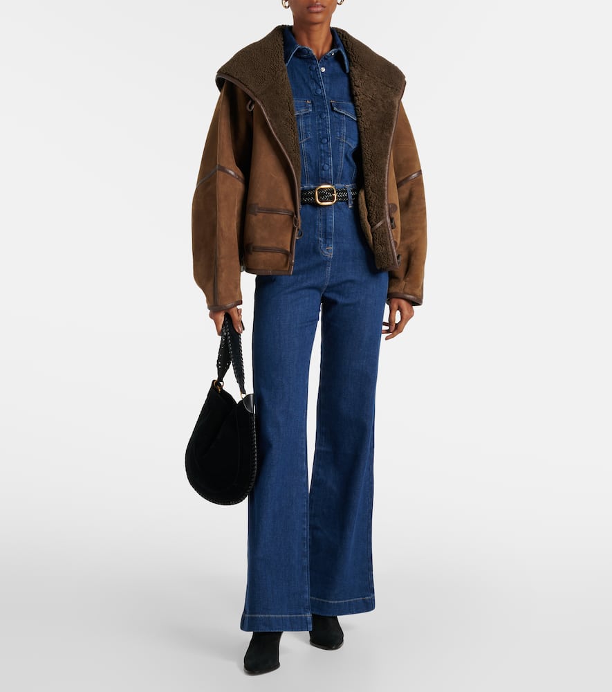 Flared denim jumpsuit