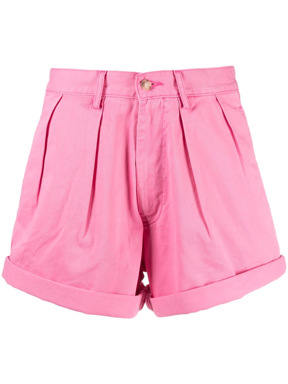 Pleated cotton mini shorts - Pink