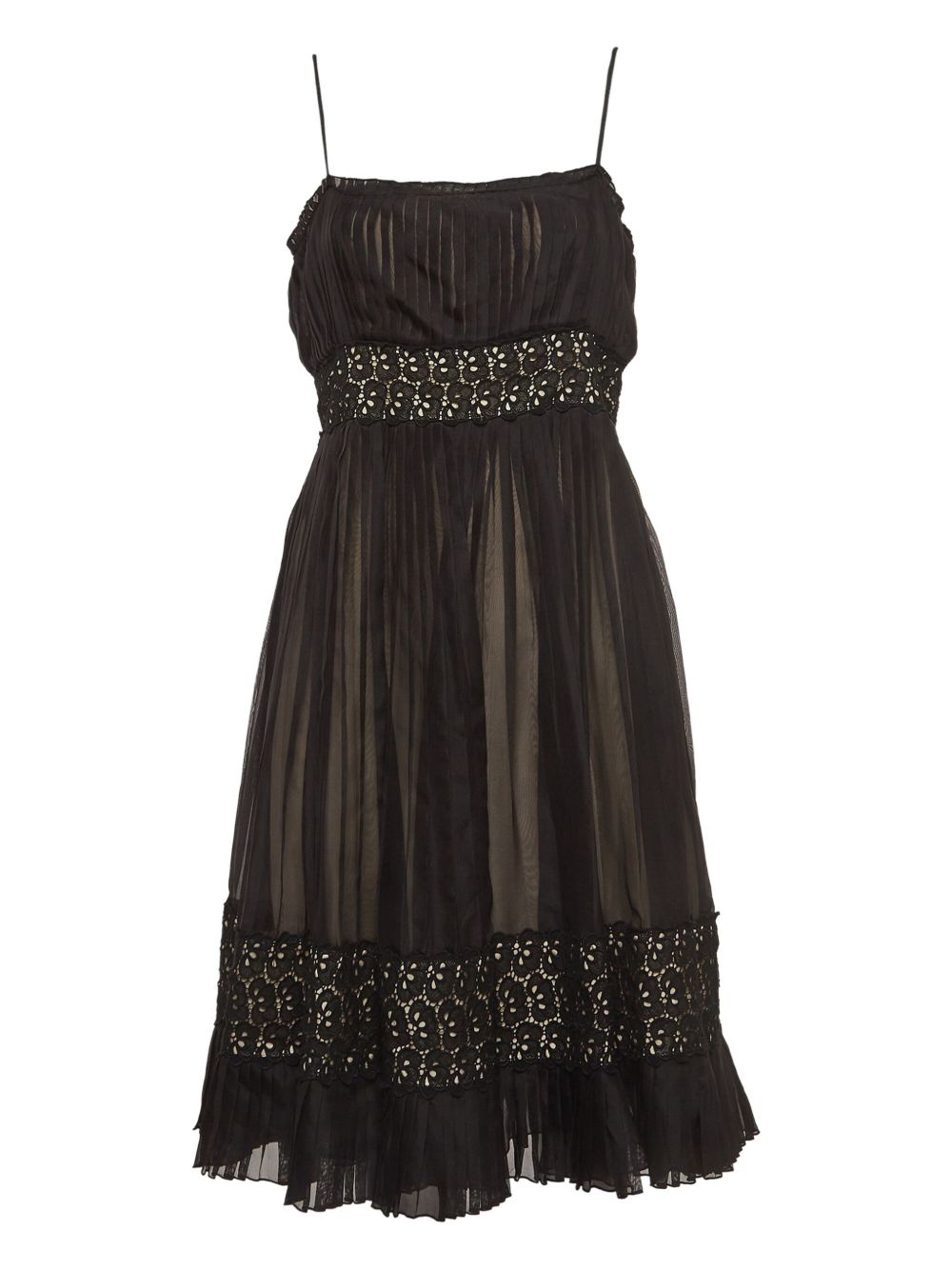 Pre-owned pleated mini dress - Black