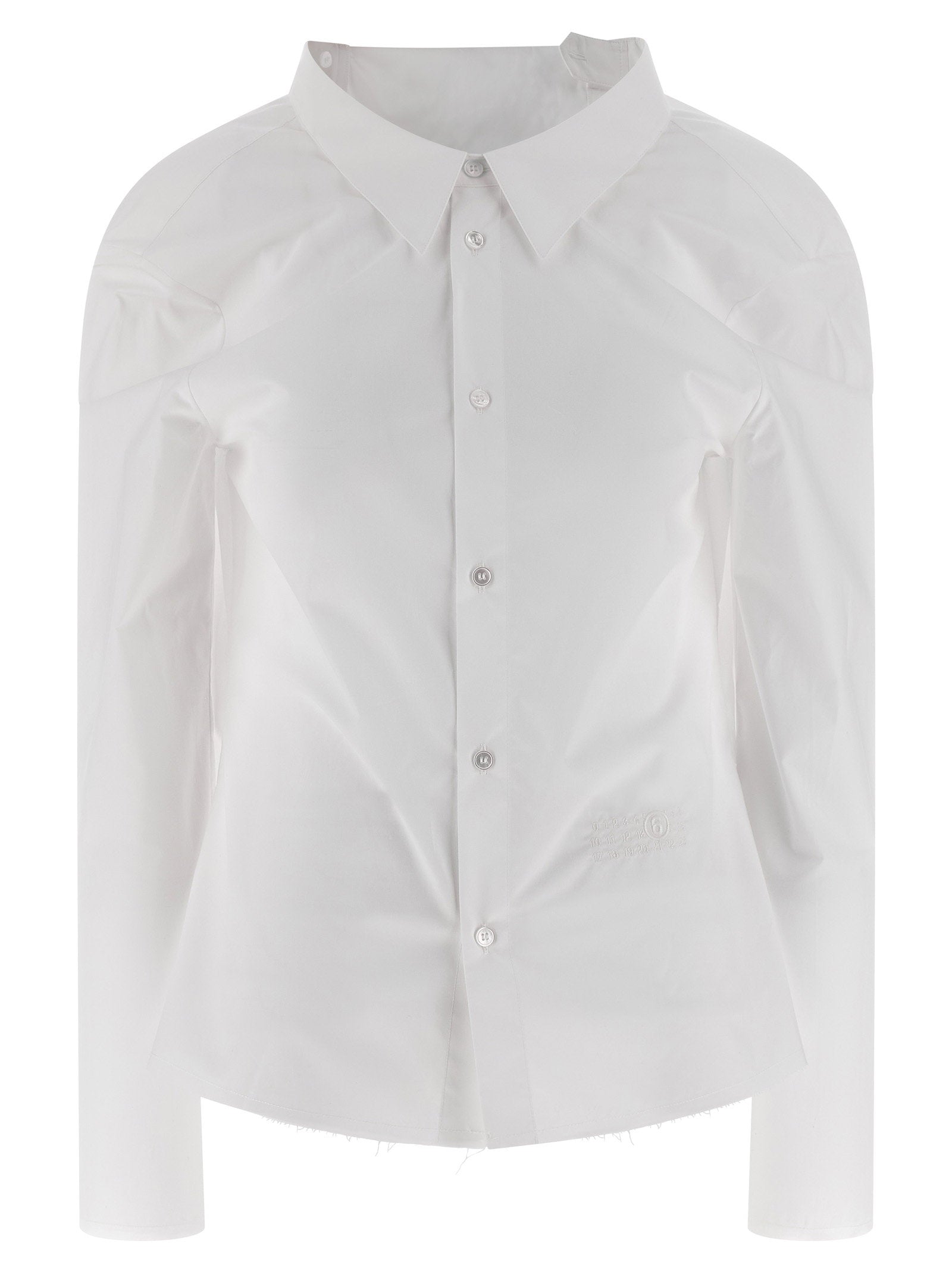 Numeric Signature Embroidered Shirt — White