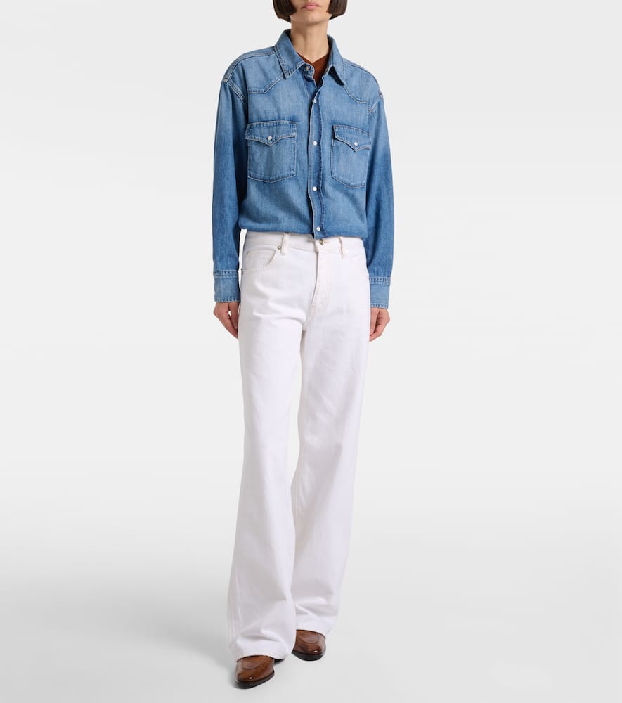 Bubble mid-rise wide-leg jeans