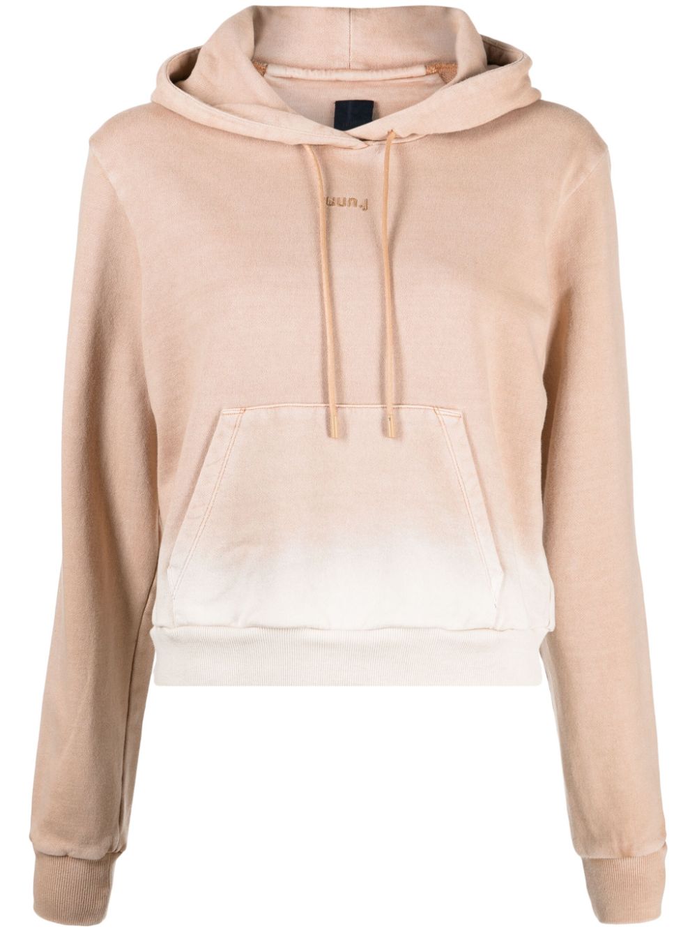 Logo-embroidered cotton hoodie - Brown
