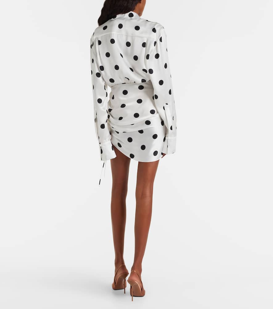 Polka-dot silk satin minidress