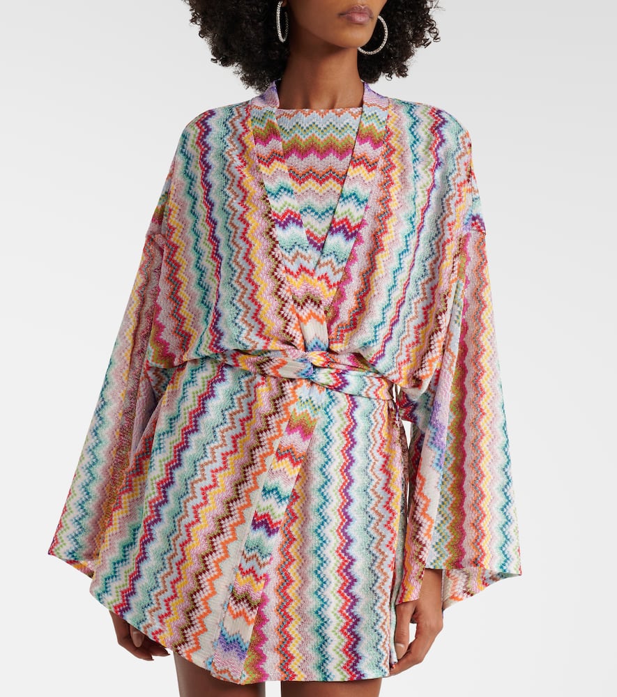 Zig Zag oversized lamé wrap cardigan
