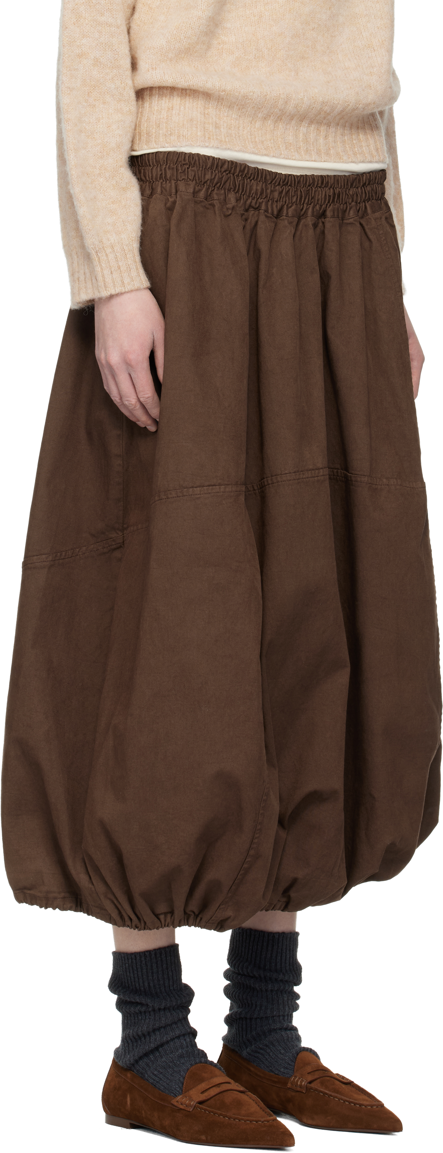 Brown Parachute Maxi Skirt