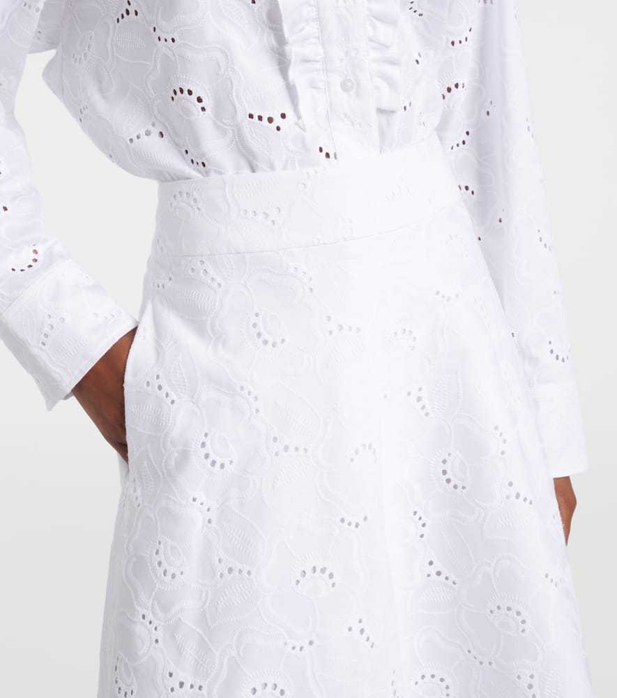 Summer Blossom broderie anglaise midi skirt