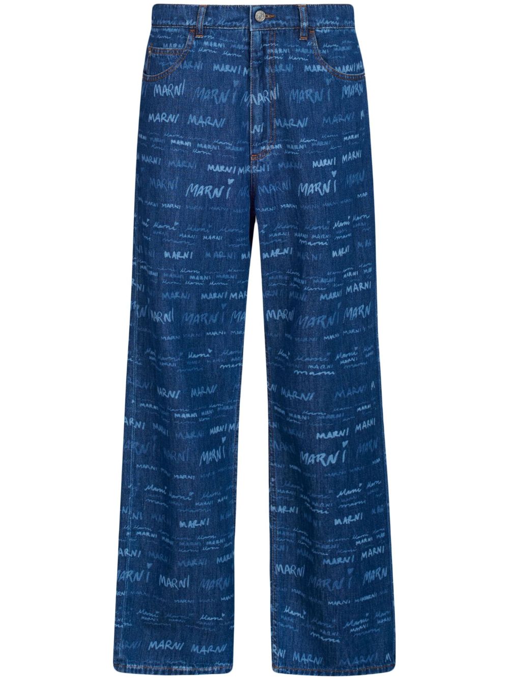 Logo-print straight-leg jeans - Blue