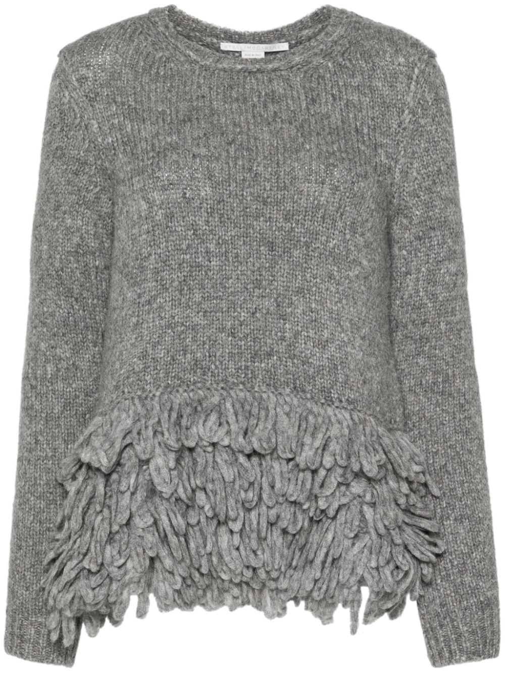Fringed crew neck jumper - Grey