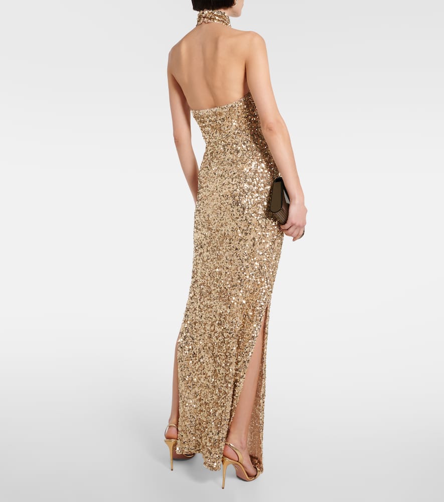 Rotate Sequined halterneck gown