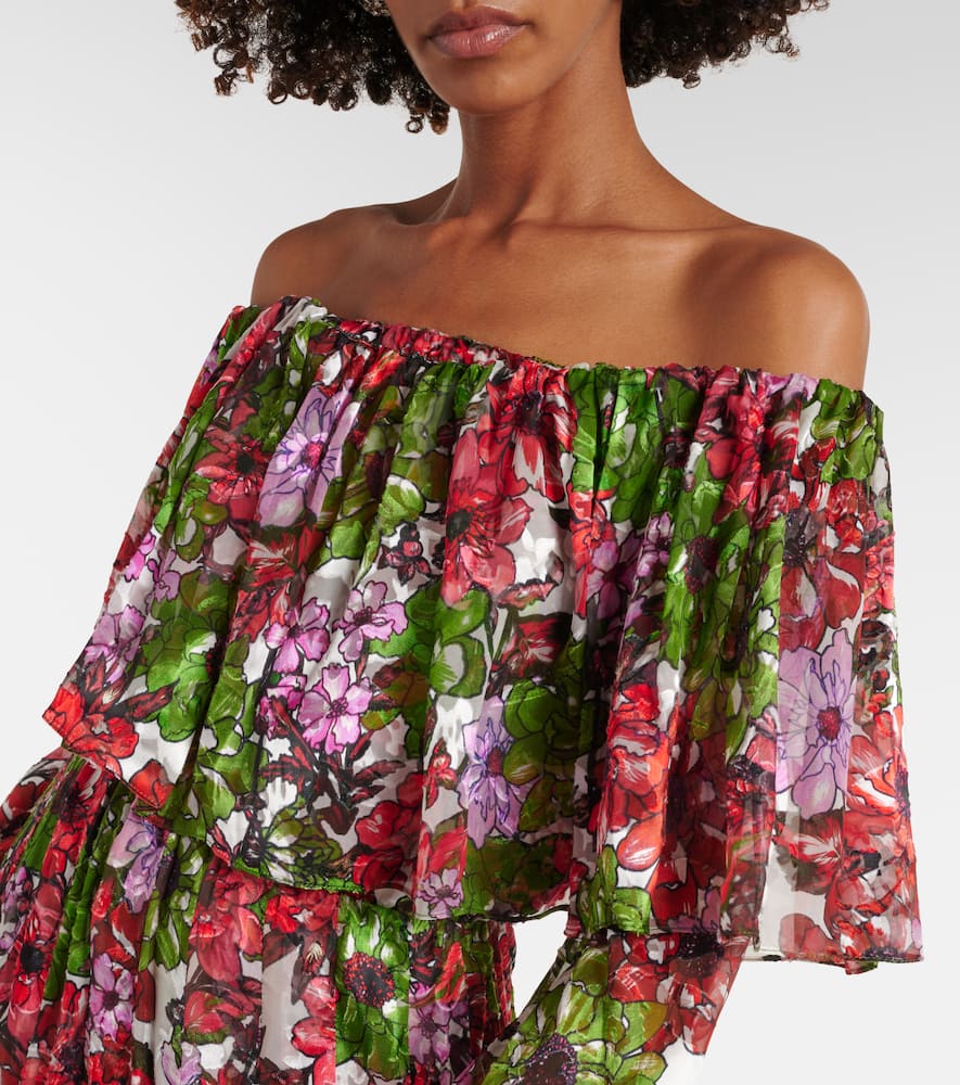 Floria devoré silk-blend chiffon gown