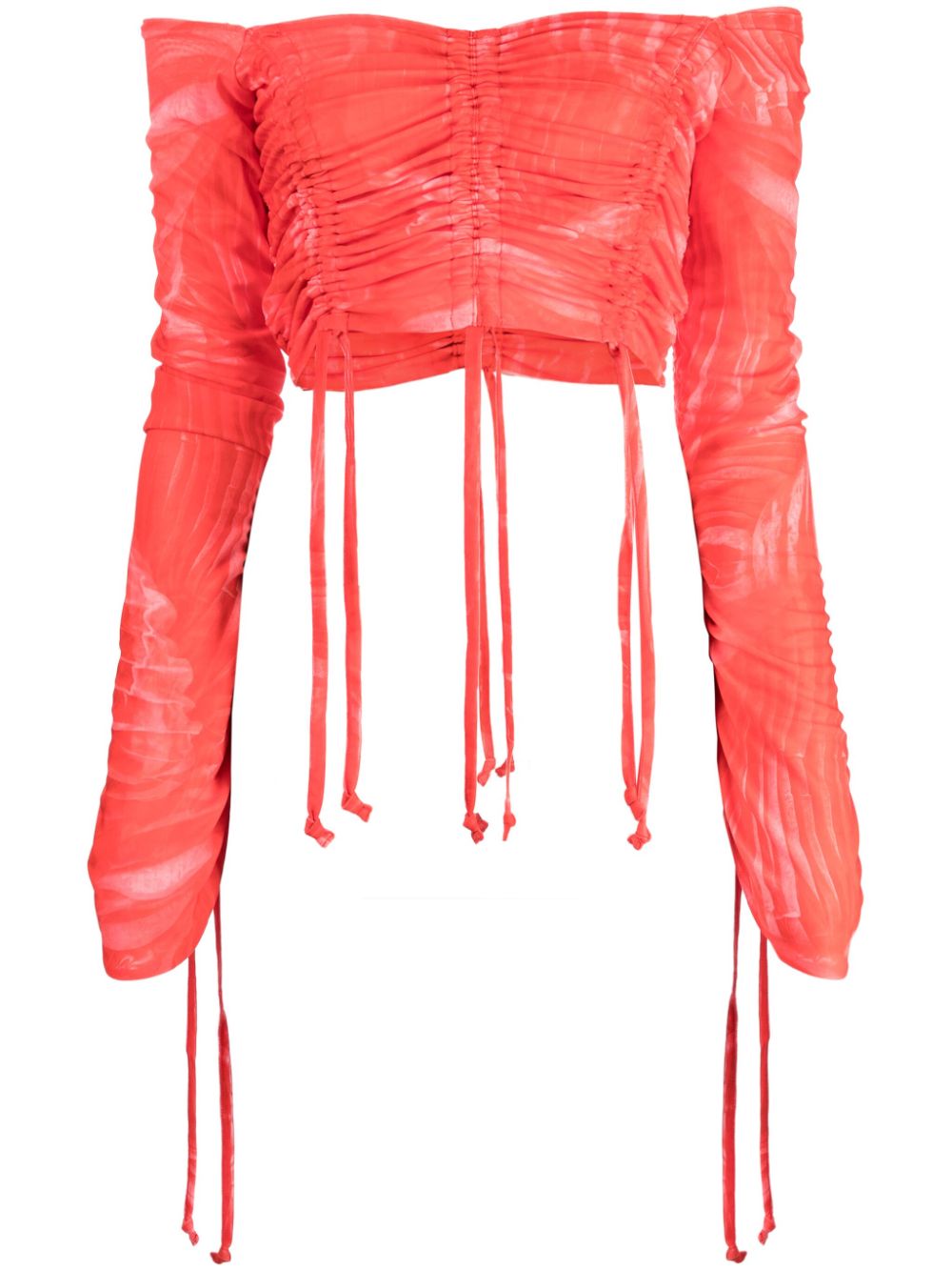 Plissé cropped top - Red