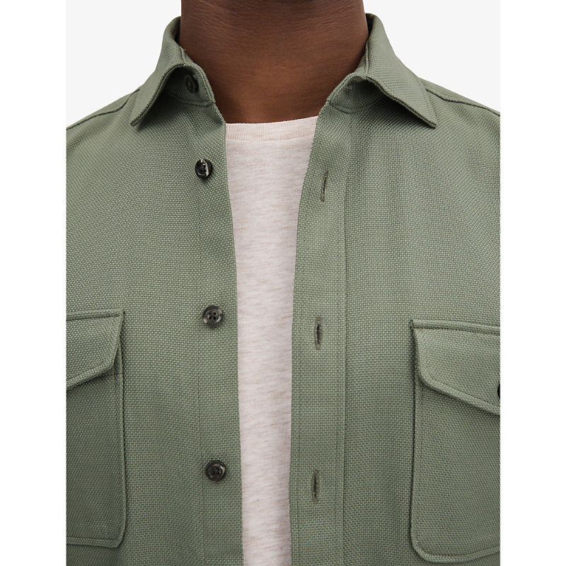 Mens Pistachio Arlo Regular-fit Long-sleeve Cotton Overshirt Xxl