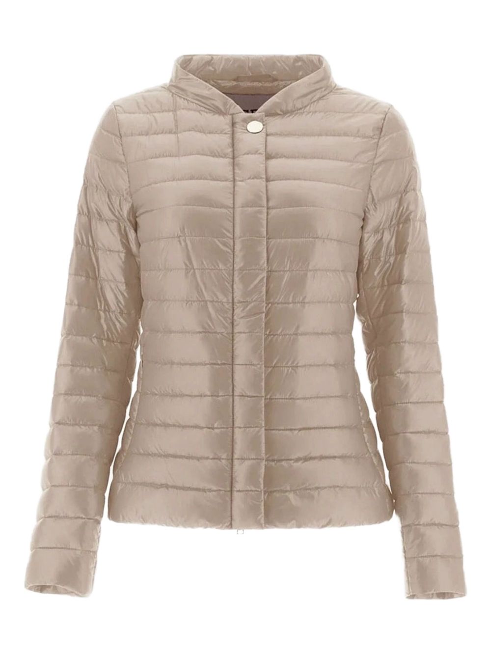 Quilted Nylon Down Jacket — Taupe