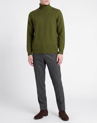 Man Turtleneck Military green Size 36 Wool