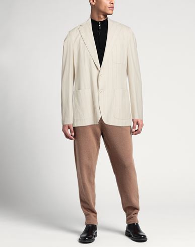 Man Blazer Beige Size 40 Virgin Wool, Silk, Linen, Elastane