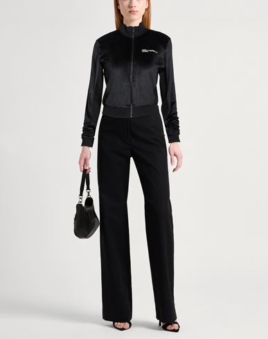 Woman Sweatshirt Black Size S Polyester, Elastane