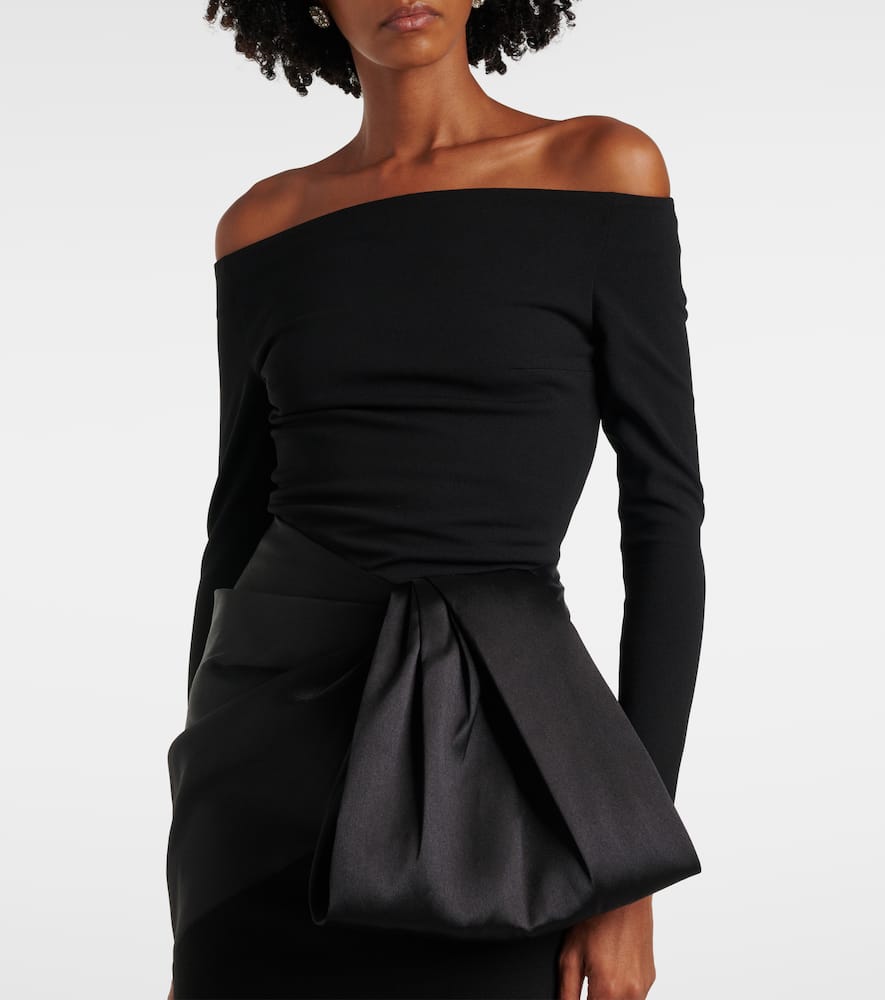 Solace London Kori off-shoulder bow-detail gown