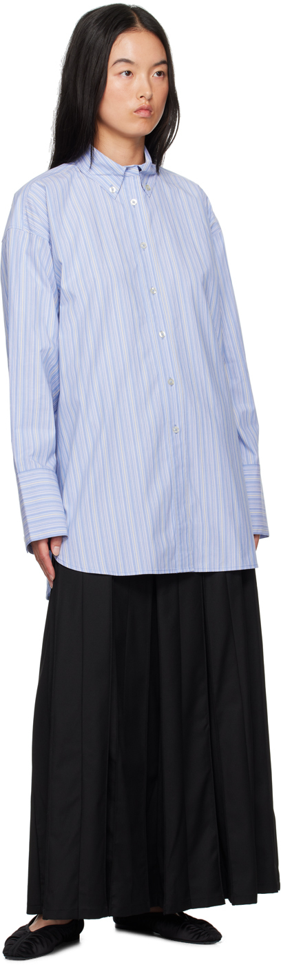 REMAIN Birger Christensen Blue Oversize Striped Shirt