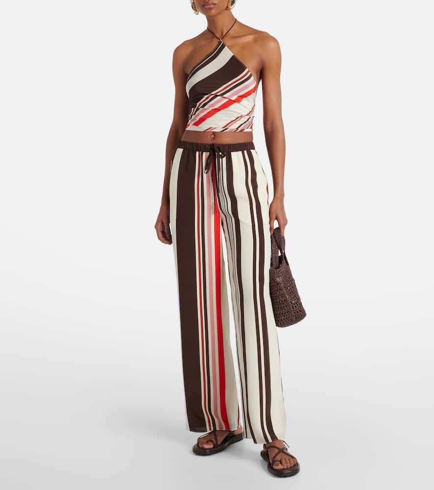 Thistle striped open-back silk satin top