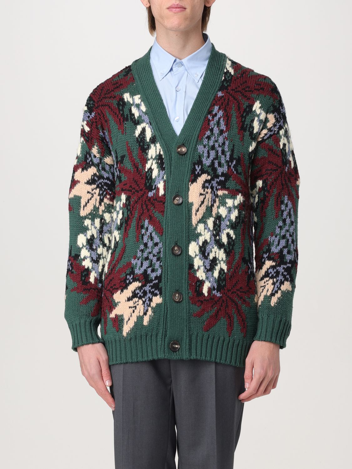 V-neck jacquard cardigan - Green