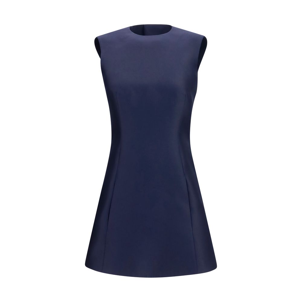 Merino Wool A-Line Mini Dress — Navy
