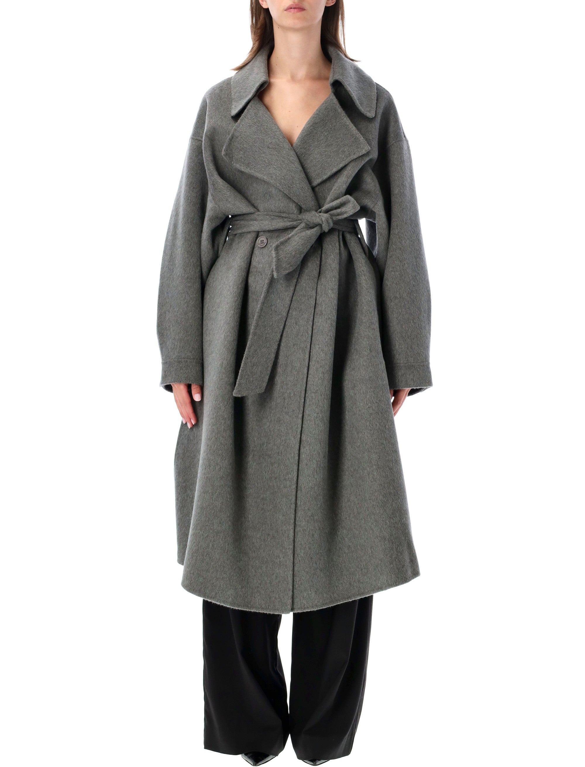 Belted Wool-Blend Wrap Coat