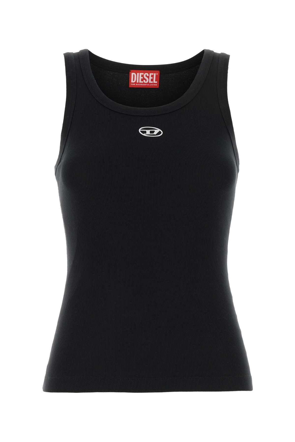 Stretch Cotton Tank Top — Black
