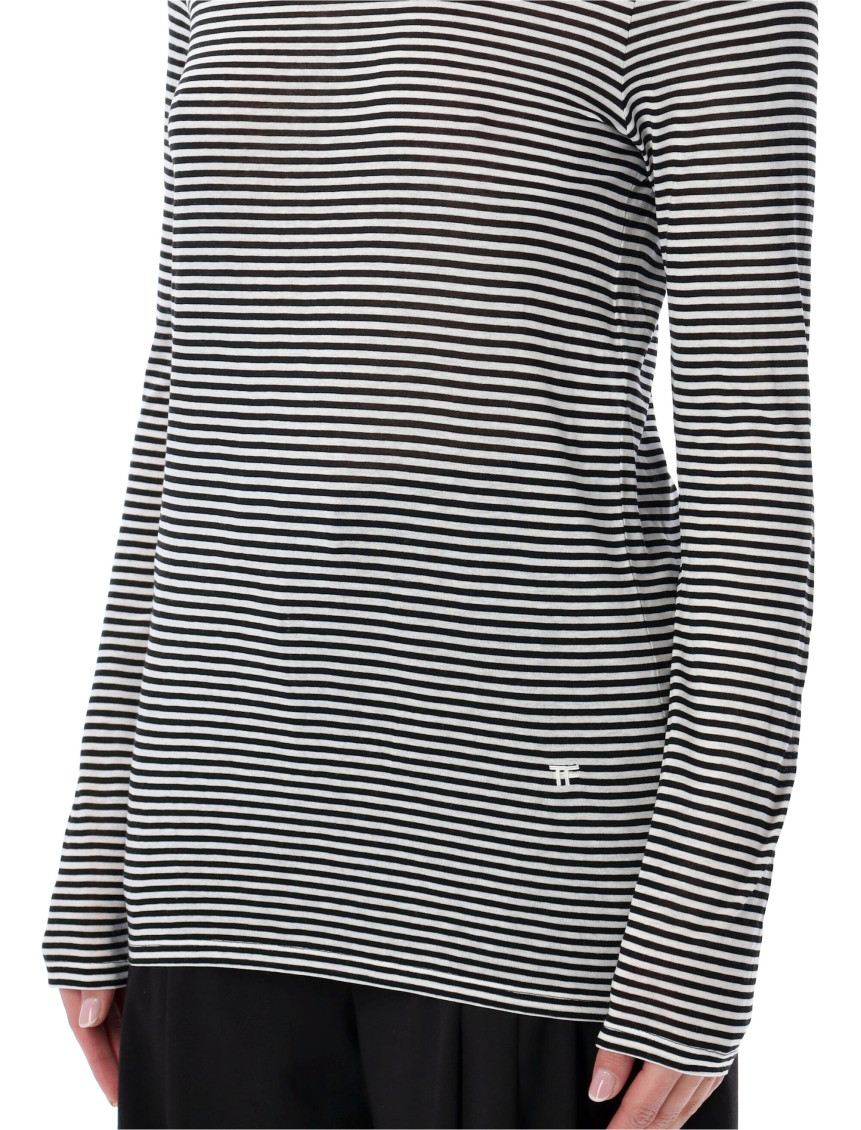 Striped Long-sleeve Viscose Top